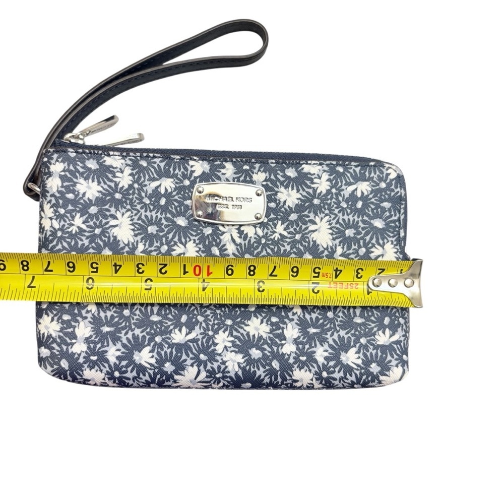 Michael Kors Blue Floral double zipper Wristlet clutch bag - Picture 2 of 7